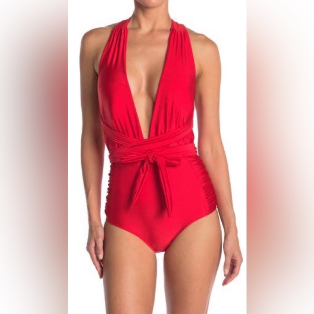 Nicole Miller RED CONVERTIBLE ONE-PIECE SWIMSUIT Size Large NWT
